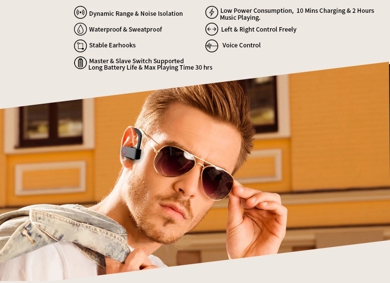 Hot Sale Noise Cancelling Tws Wireless Waterproof A9 Stereo Bluetooth Earhook Earbuds Headphone