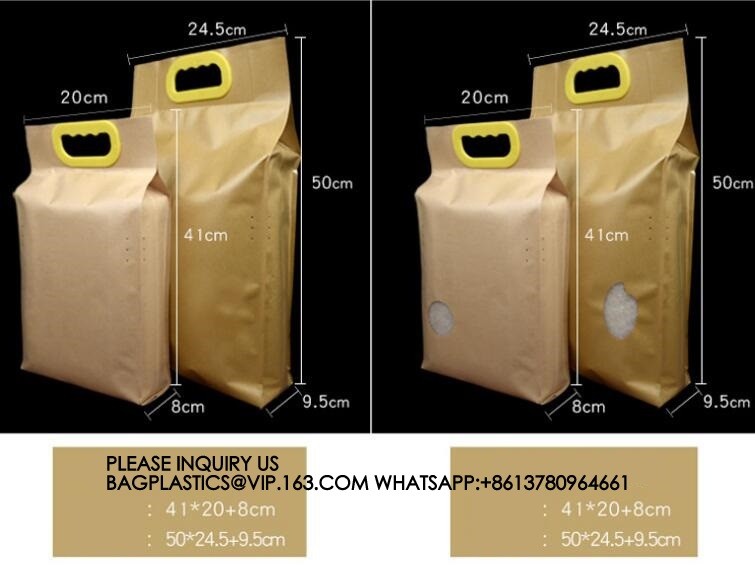 Customized Logo Sustainable Pack 1kg 2kg 5kg 10kg Flat Bottom Pouch Rice Packaging Bags