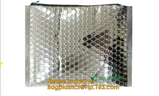 Holographic Factory Shiny gold Cosmetic bag Zipper Bubble Bag zip-lock Slider Padded Mailer metallic bubble zipper bagea