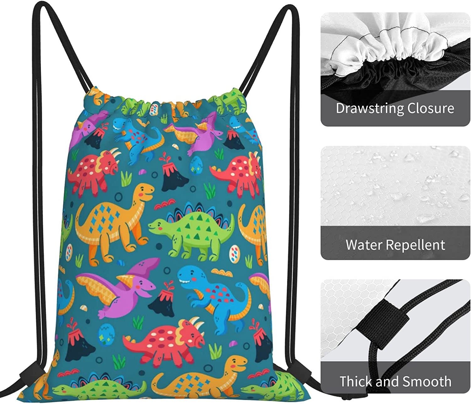 Drawstring Backpack Drawstring Bags for Kids Girls Boys Teens Gym Dance String Bags Bulk Waterproof Dinosaur