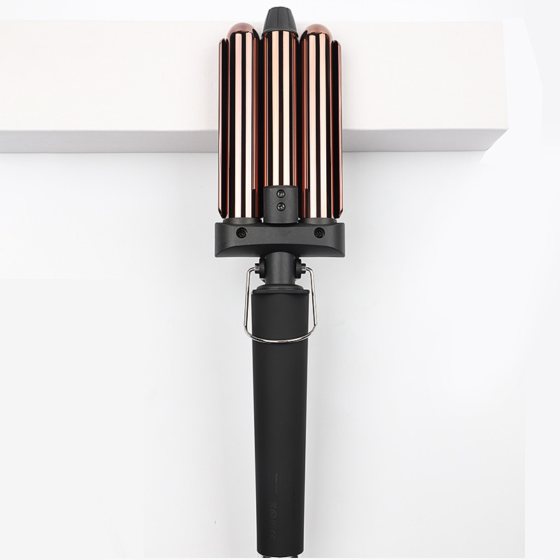 Dual Voltage Crimp Triple Barrel Curling Iron LED Display Titanium Tourmaline