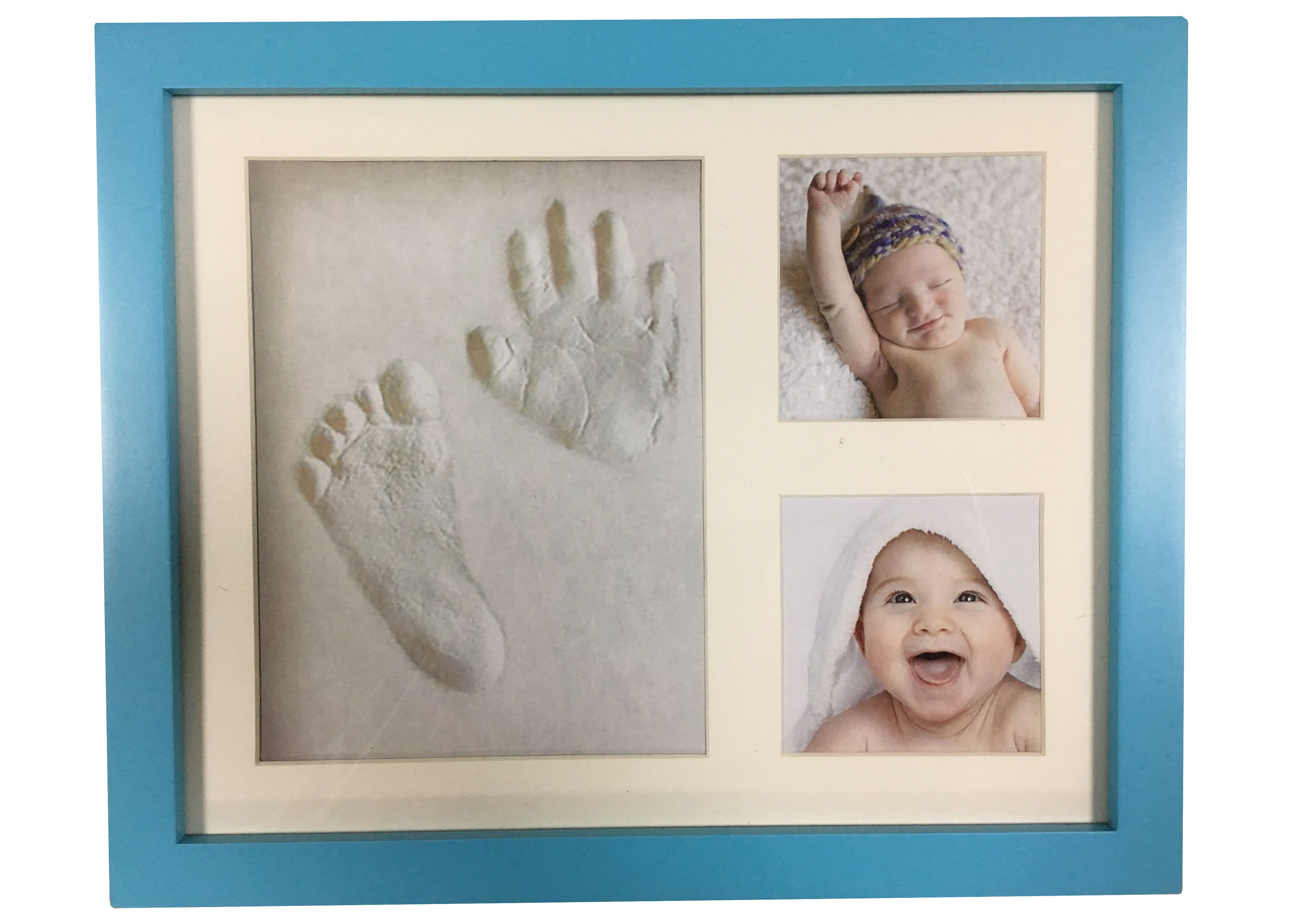 Custom Color Baby Clay Handprint & Footprint Keepsake With Stand And Hanger
