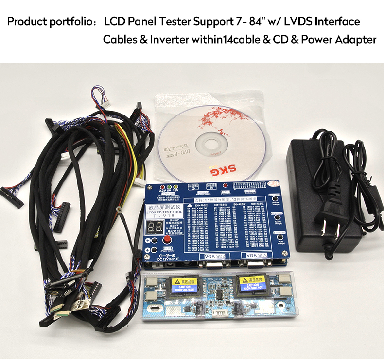 Laptop TV LED LCD Panel Tester Support 7- 84" W LVDS Interface Cables Inverter