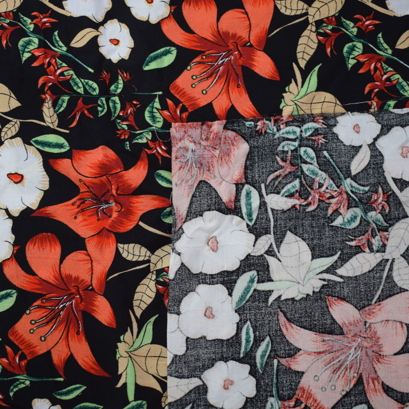 Customized Tops Blouses Soft Rayon Print Floral Knit Twill Viscose Fabric