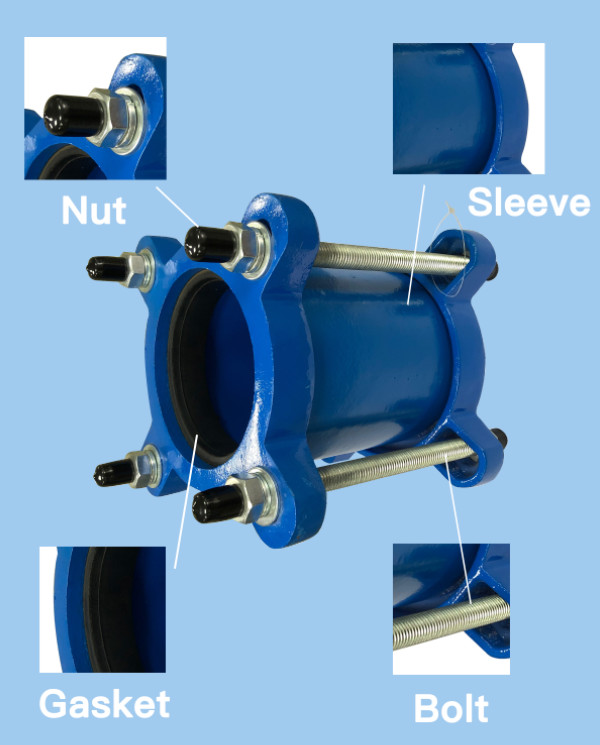 Carbon Steel Flexible Universal Dresser Coupling Blue Epoxy Coated Joints