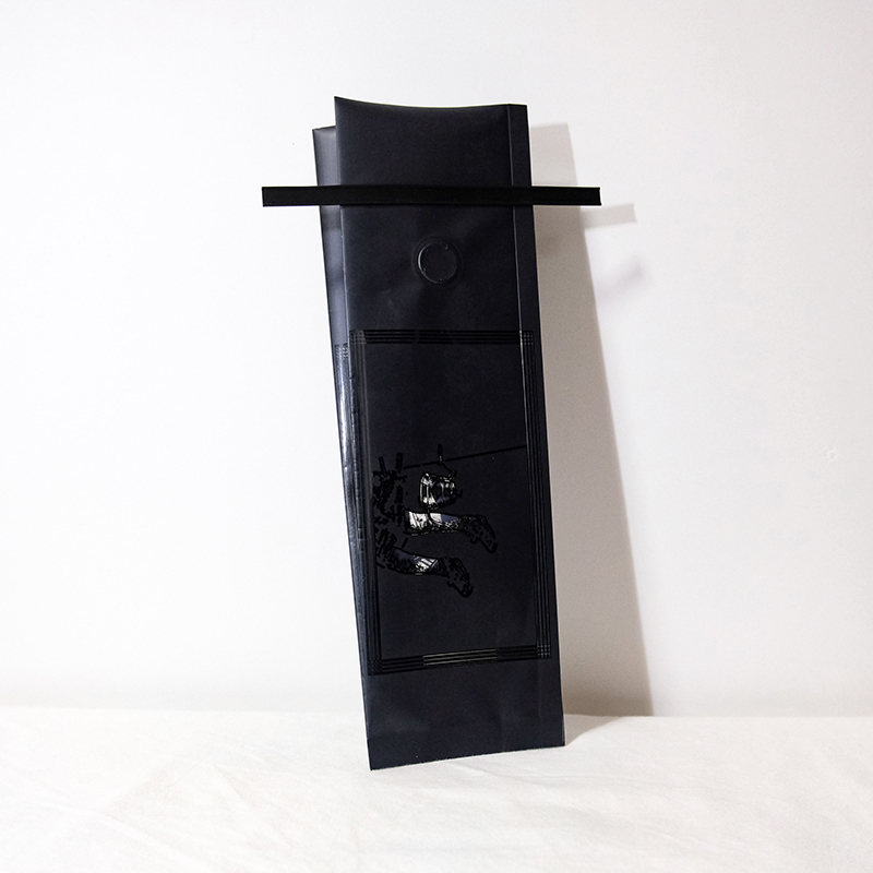 250g Black Side Gusset Foil Coffee Bag With Valve And Tin Tie