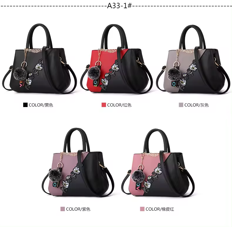 Waterproof Elegant Chinese Traditional Flower Vase Handbags Leather Tote Bags for Women