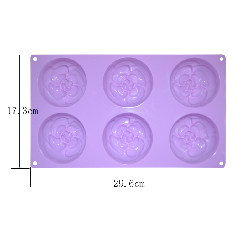 Anti Tear Handmade Silicone Soap Mold 6 Cavities Flowers Shape For Cake Decoration