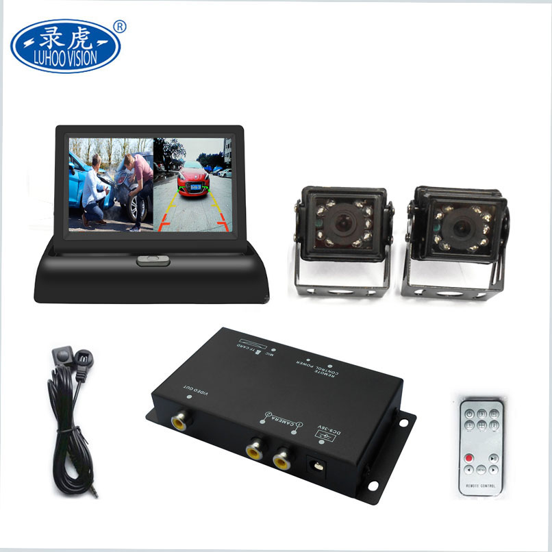Mini Sd Card 2 Channel Vehicle Security Camera System Kit with HD Camera Monitor