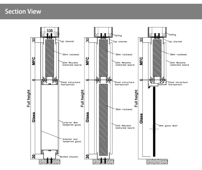 Solid Partition Wall System Steel Panel With Aluminum Frame Durable Solid Office Barriers for Long-Lasting Use
