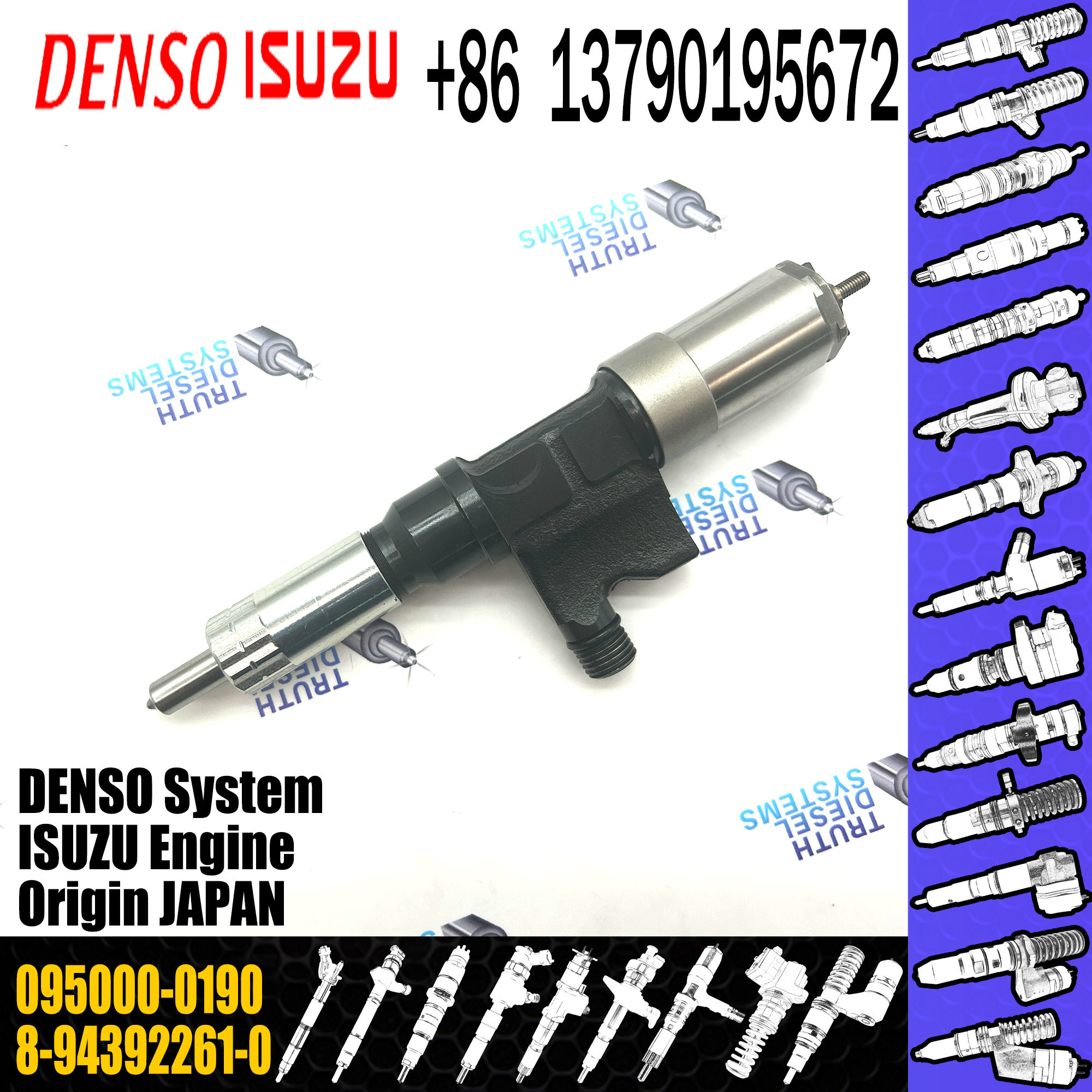 Common Rail Diesel Fuel Injector 095000-0190 8-94392261-0 095000-0140 095000-0146