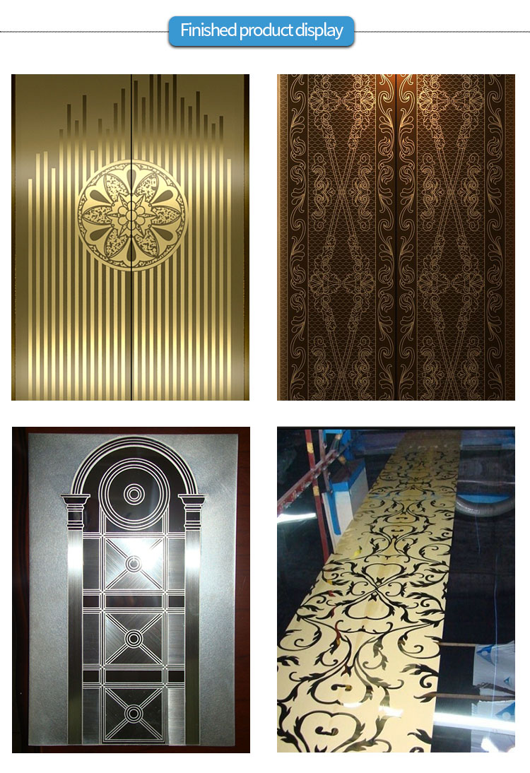 SUCEL Custom Decorative Color Etching Mirror Patterns  Metal Stainless Steel Sheet For Elevator Cabins Door