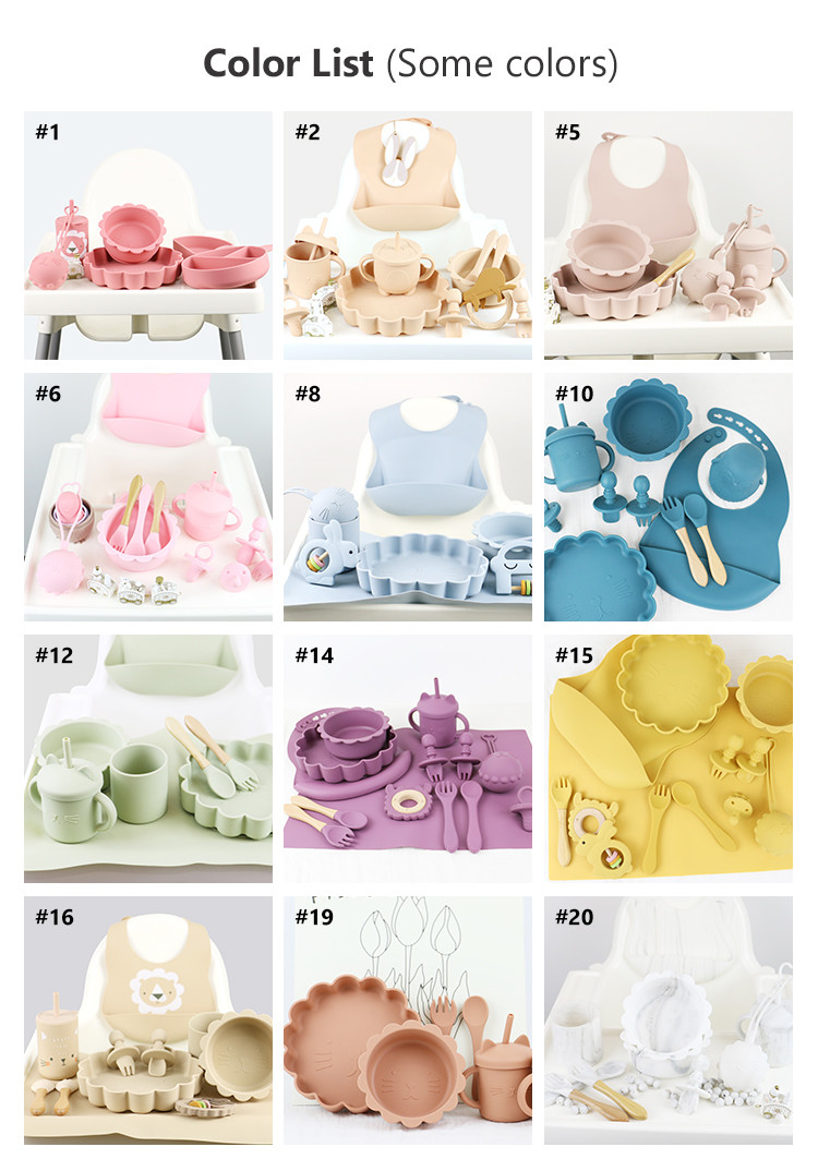 Wholesale Baby Geschirr Led Weaning Silicone Bib Spoon Bowl Spoon Bowl Plate Silicone Baby Feeding Tableware Set Product