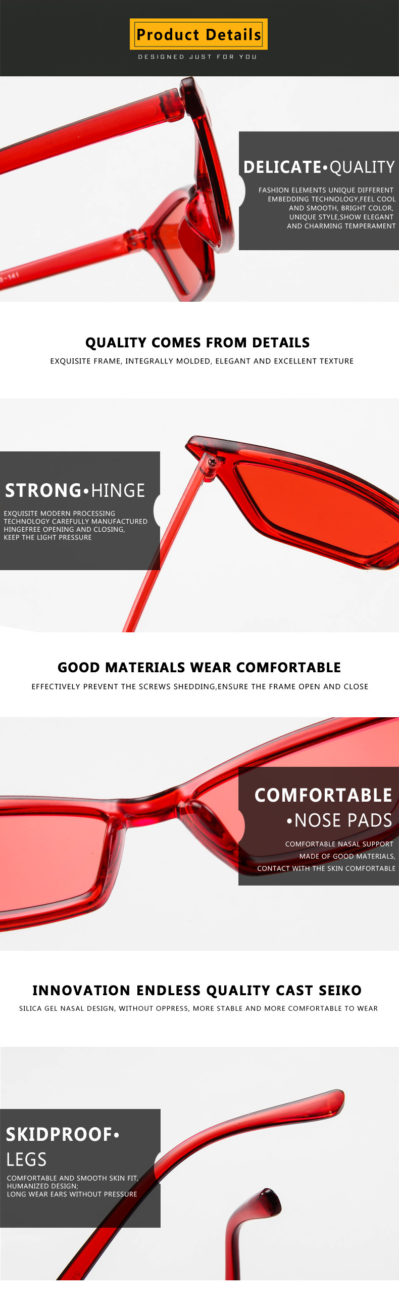 Outdoor Anti Glare PC Glasses UV400 Cat Eye Hot Sale Sunglasses