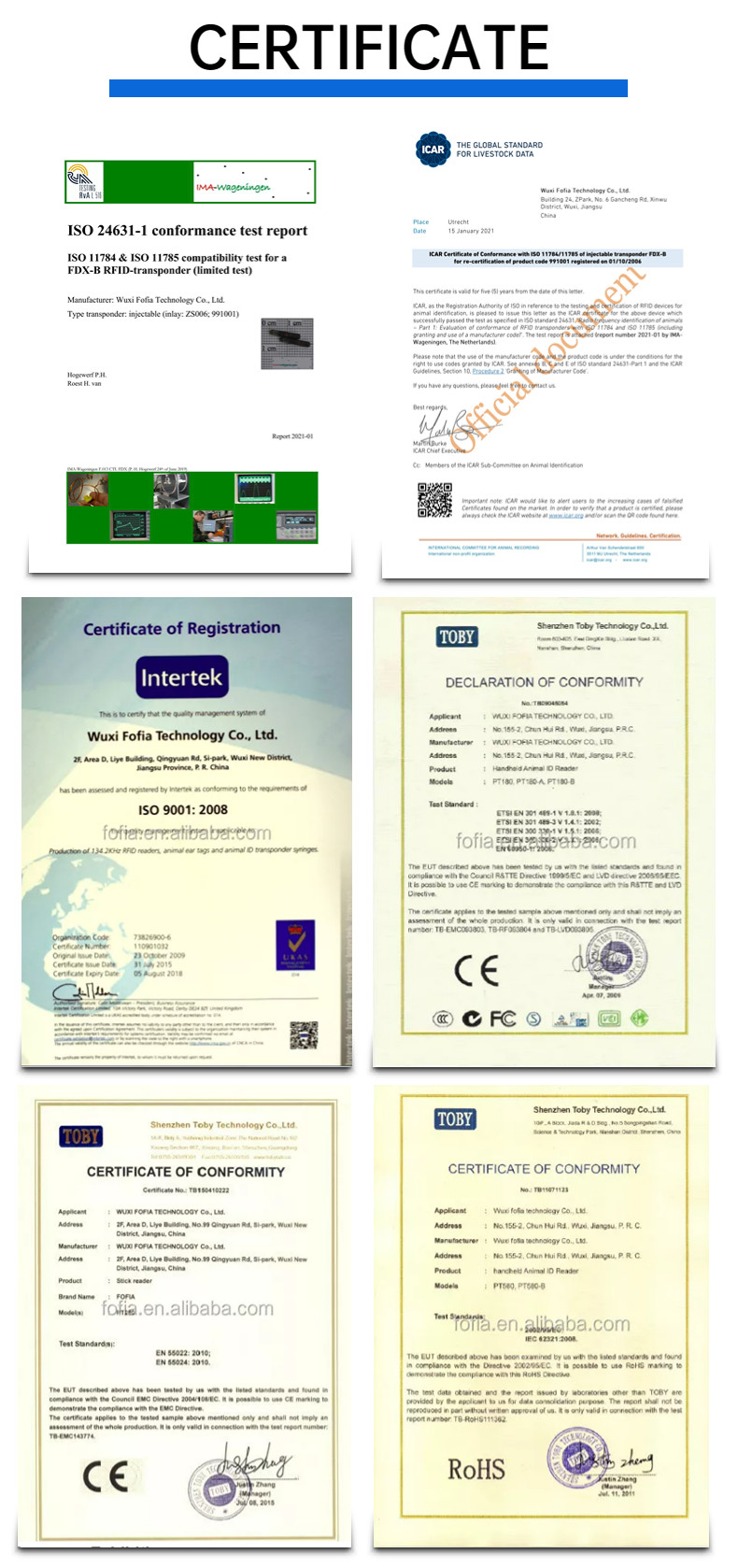 Injectable Transponders Pet Identification Microchip Implant For Dogs With ICAR Certificate Microchip For Dogs