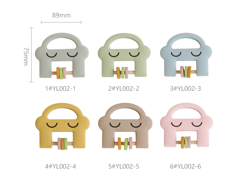 Smile Face Cute Silicone Kids Toys Silicone Rattle Teether With Customize Logo OEM ODM