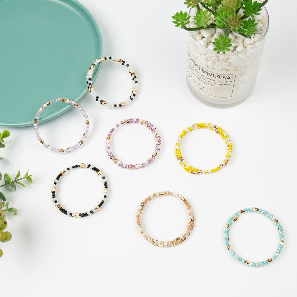 Summer Mint Handmade Beads Bracelets , OEM Crystal Wrap Bracelets