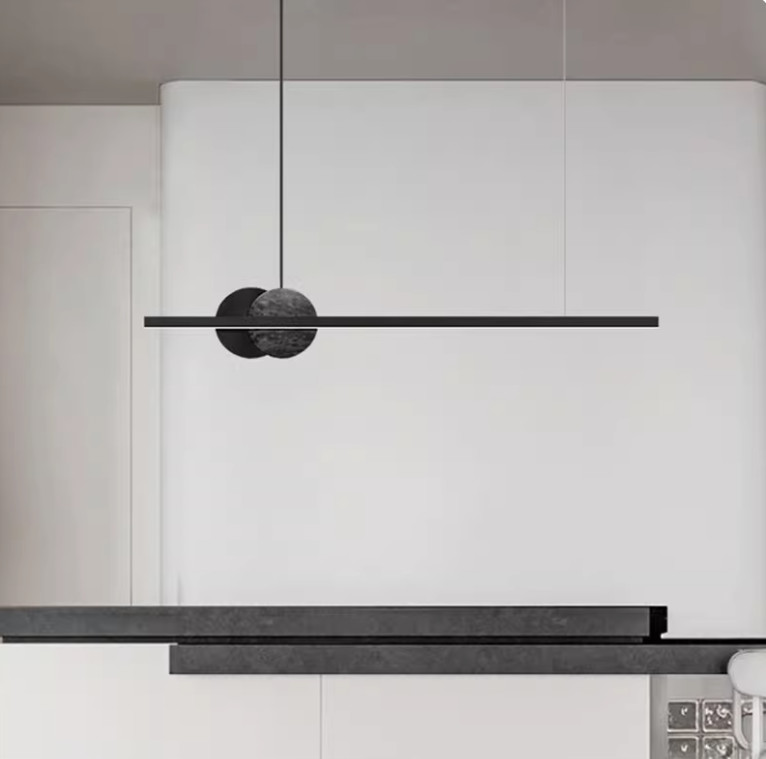 Restaurant chandelier one word long strip modern simple light luxury minimalist designer marble one word long strip lamp