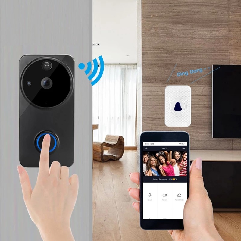 Real Time Night Vision Tuya Smart Life Video Doorbell OLED HD WiFi Security Camera