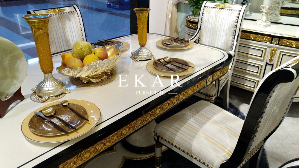 High Quality Artificial Carving Luxury Square Dining Table