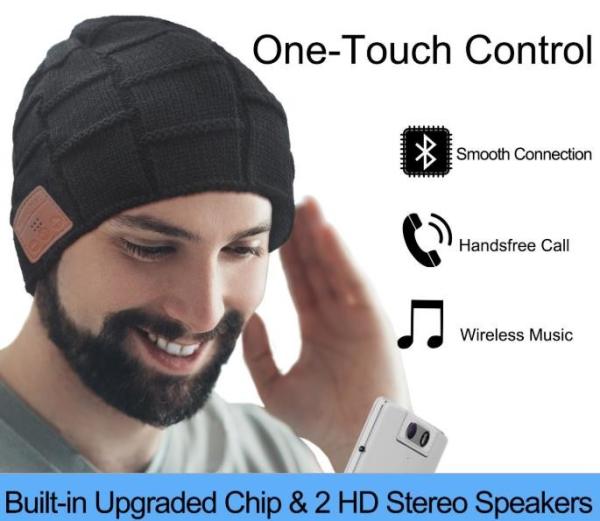 Bluetooth Beanie for Men Bluetooth Hat, Mens Gifts, Women Beanie Hat Black
