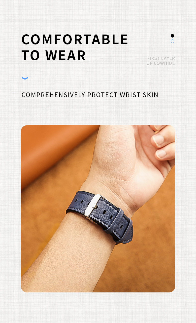 22mm Silicone Leather Watch Strap for iWatch Series 6 5 4 3 2 1 SE Luxury and Durable