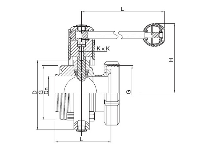 Dimension of Sanitary Threaded x Nut Butterfly Valve – RJT Series