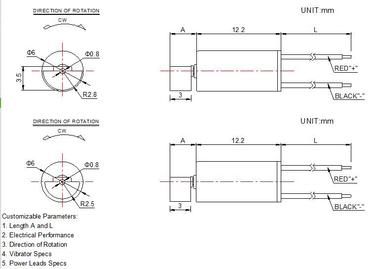 1.5v 3v Coreless DC Motor 6mm Diameter 12mm Length RoHS Material For Massager