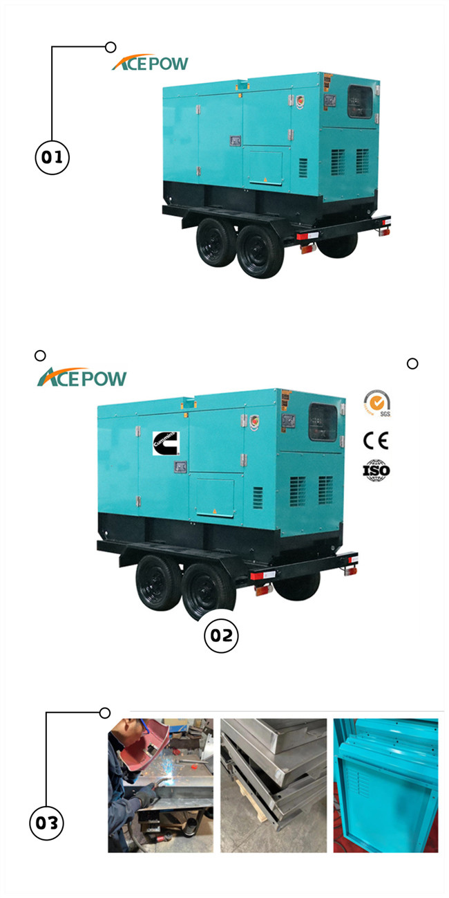 400V 10KVA Mobile Genset Trailer , Trailer Mounted Diesel Generator
