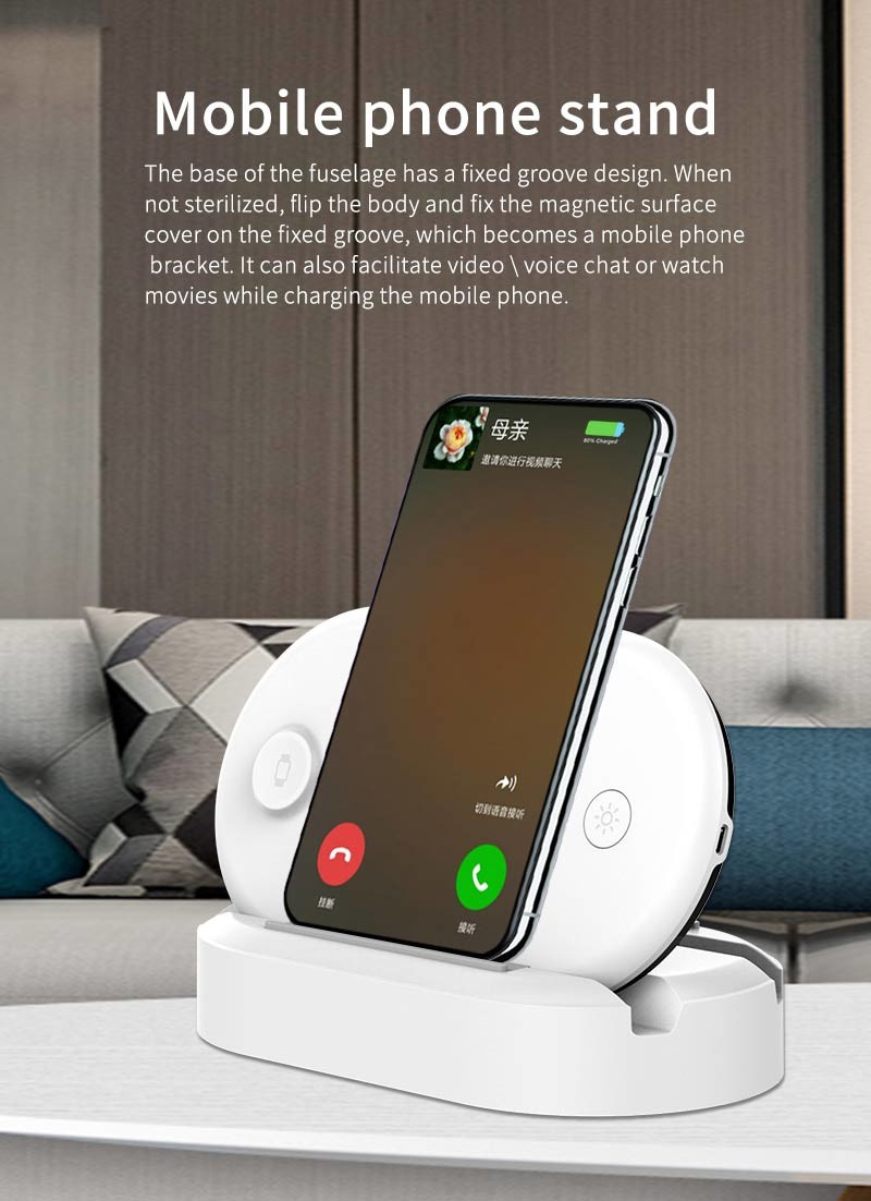UVC Sterilizer Wireless Charging Station For Iphone Iwatch Airpods