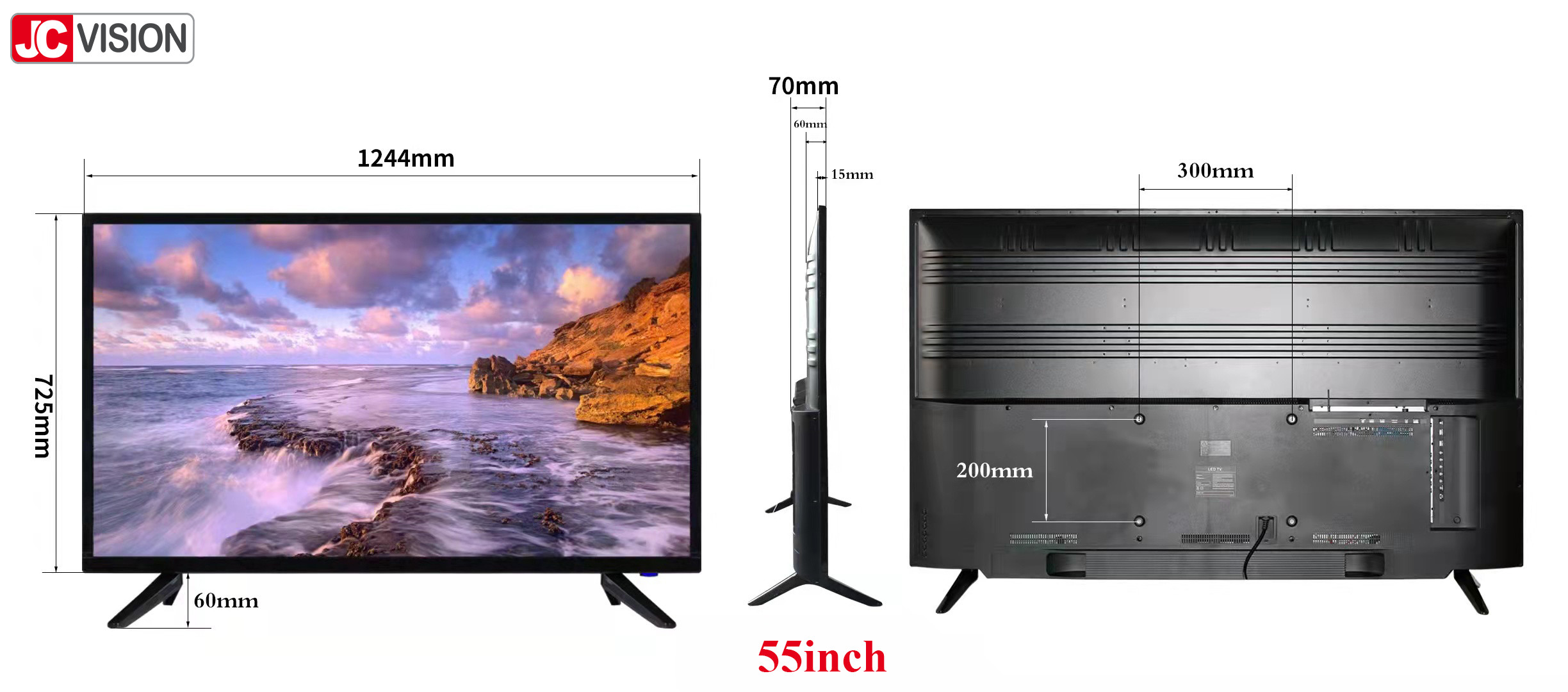JCVISION 75 Inch 4K Crystal UHD HDR 2060P LED Smart TV Television 65 Inch 32 Inch Smart With Wifi