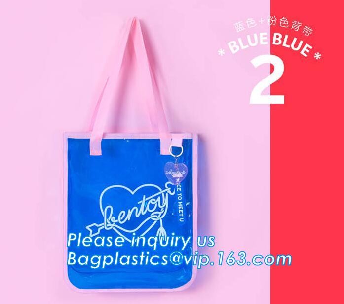 Summer Detachable Women Transparent PVC Handbag Shoulder Bag, handle shoulder strap sand vinyl tote clear pvc beach bag