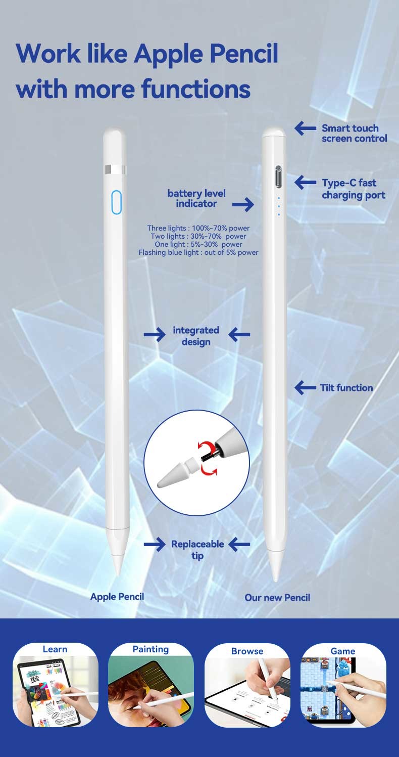 180mAh Battery Capacity Tablet Stylus Pencil For IOS/Android/Windows
