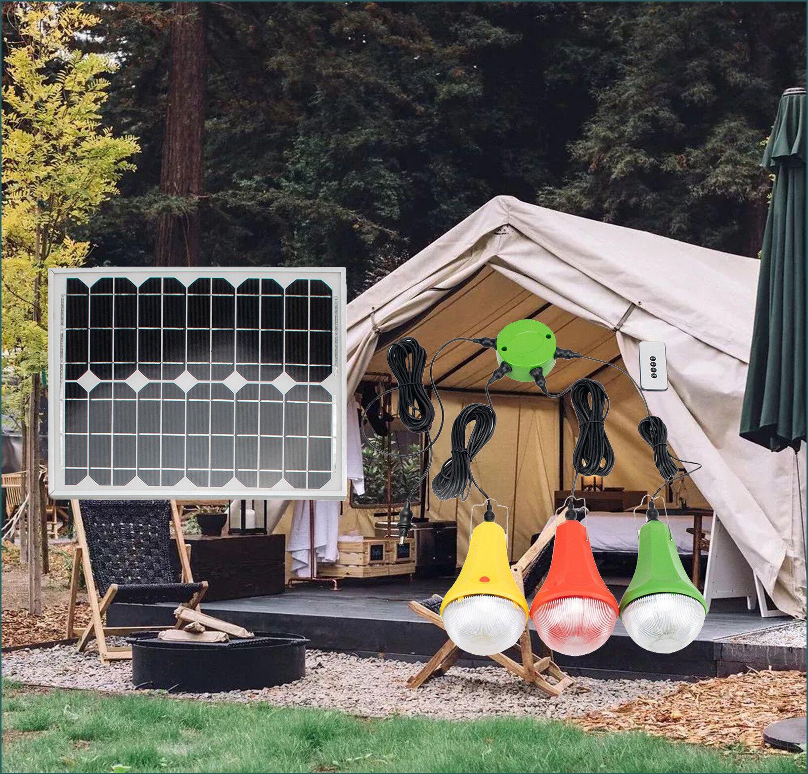 Efficient Portable LED Home Solar Lighting Kits Power 20W For Home SRE-88G-3
