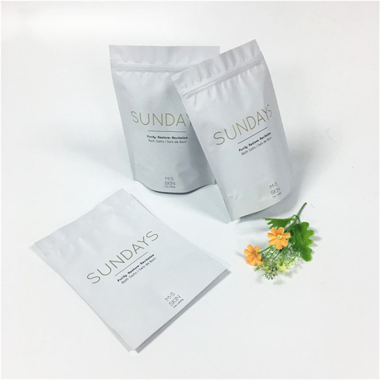 Gravure Printing CMYK Color Plastic Zipper Pouch For Bath Salts