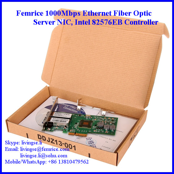 Femrice 1G Dual Port Fiber Optic Server Network Card, PCI Express x4 Network Adapter