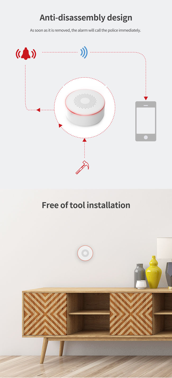 5V Zigbee Siren Alarm Smart Sound 100m Communication Distance