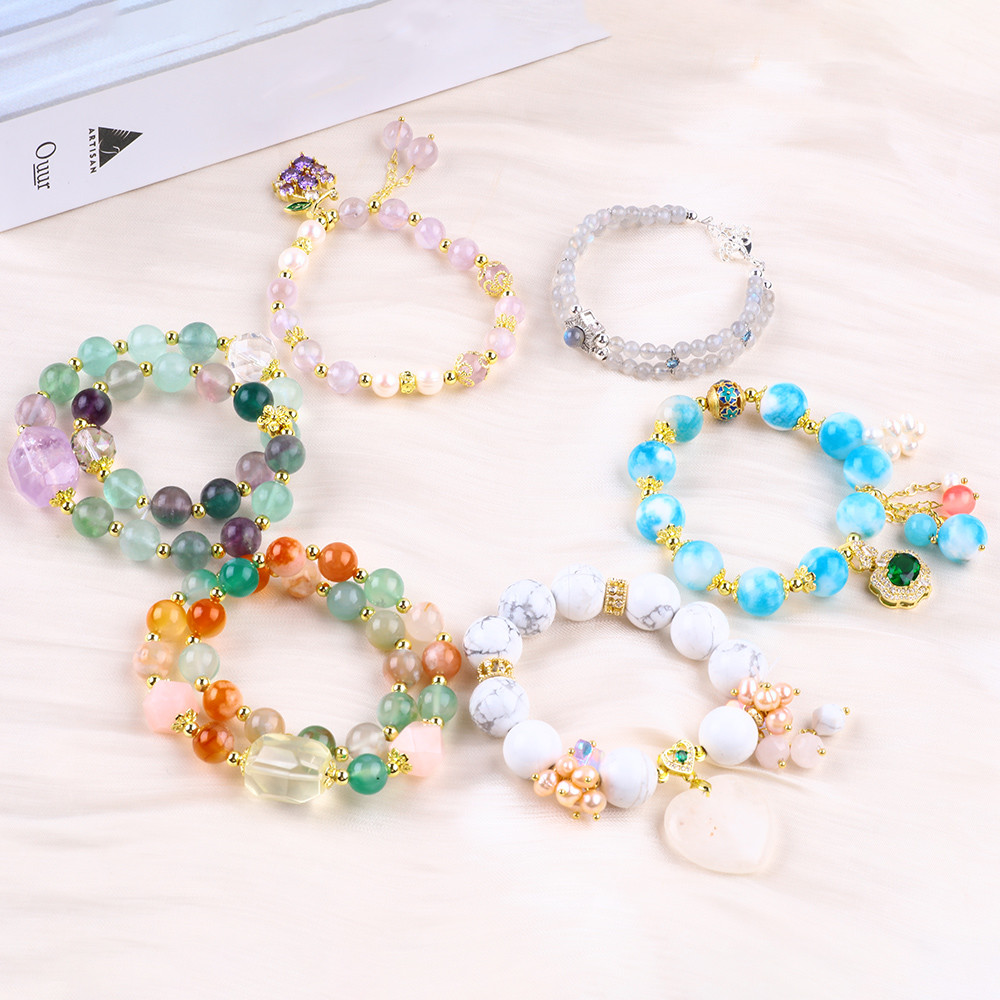 Handmade Moonstone Beaded Bracelet Natural Moonstone Bracelet Adjustable Charms Bracelet For Party Daily Wearing