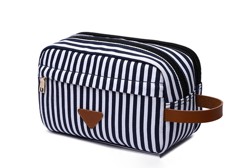 Multifunction Striped Canvas Makeup Brush Bags For Women