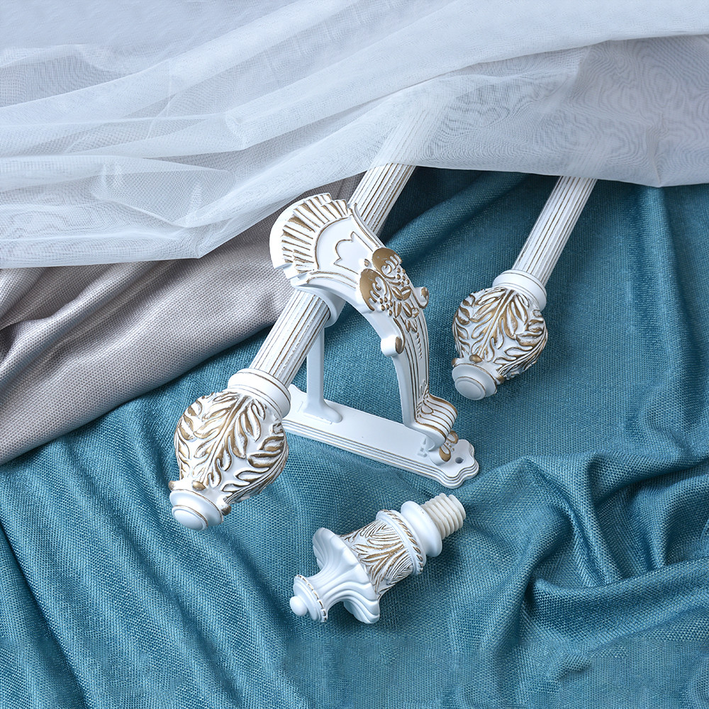 28mm Resin Four Leaves Custom Curtain Rod Finials Retro Style Wall Mounted
