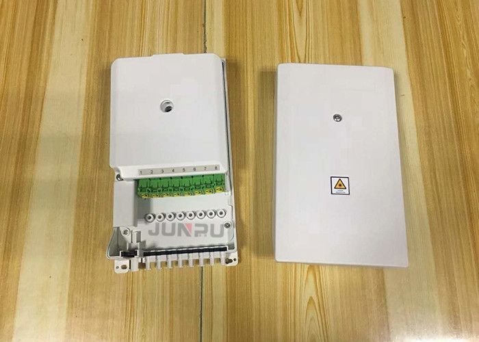 Outdoor 8 Core FTTH Fiber Optic Distribution Box 1 In 8 Out PC ABS White Color