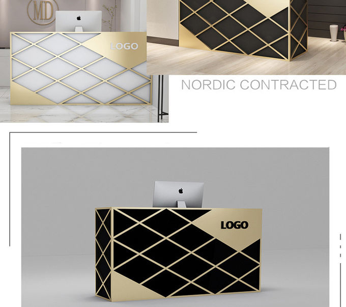 Nordic Style Reception Desk Display Case Custom Logo For Bar / Beauty Salon