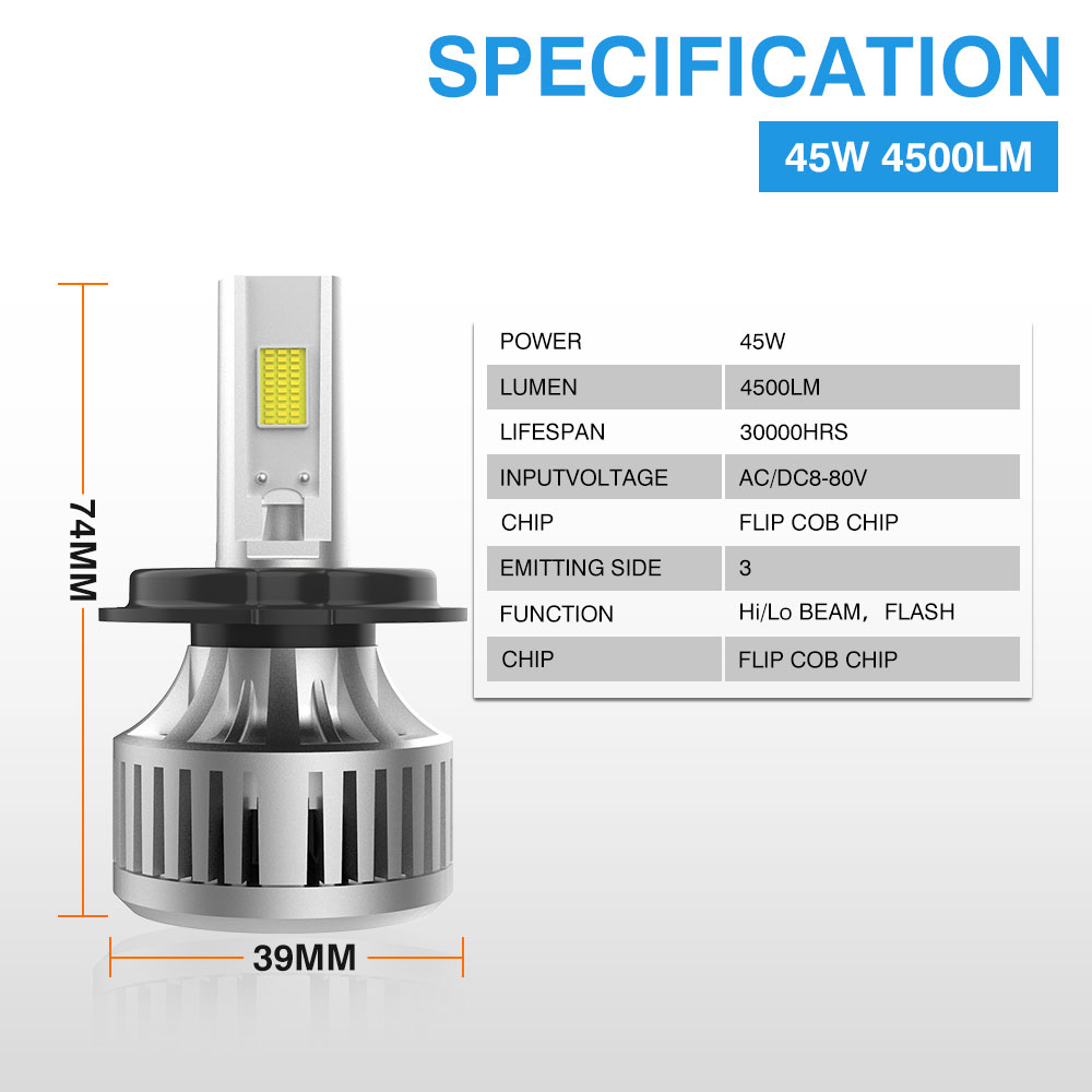 Motoled Brightest Motorcycle Headlight H4 Fan Cooling Bulbs For Motorcycles