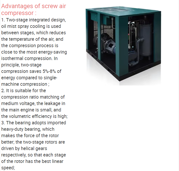 Twin-Screw Oil-Free Comps Standard Export Packing Drilling Machine Air Compressor