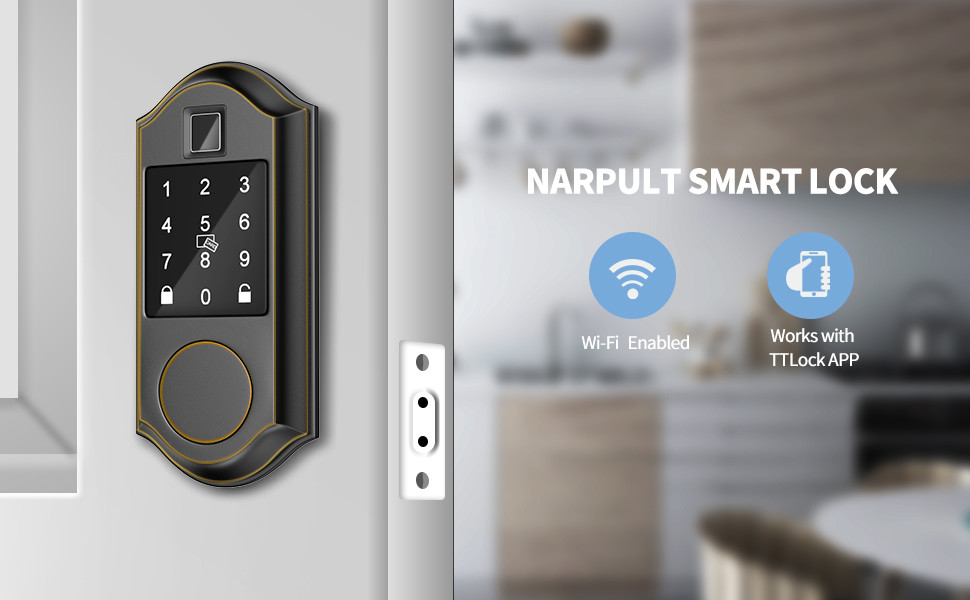 Tuya Smart Deadbolt Door Lock Wifi Fingerprint Bluetooth Key Unlock