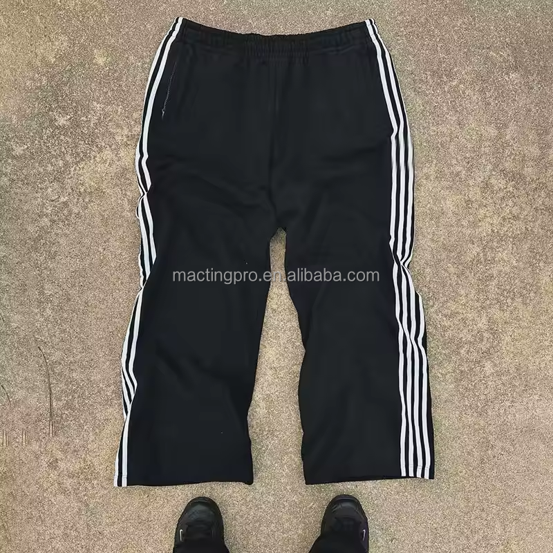 360Gsm 400Gsm French Terry Sweatpants with Custom Stripes and Flare Stacked Baggy Style