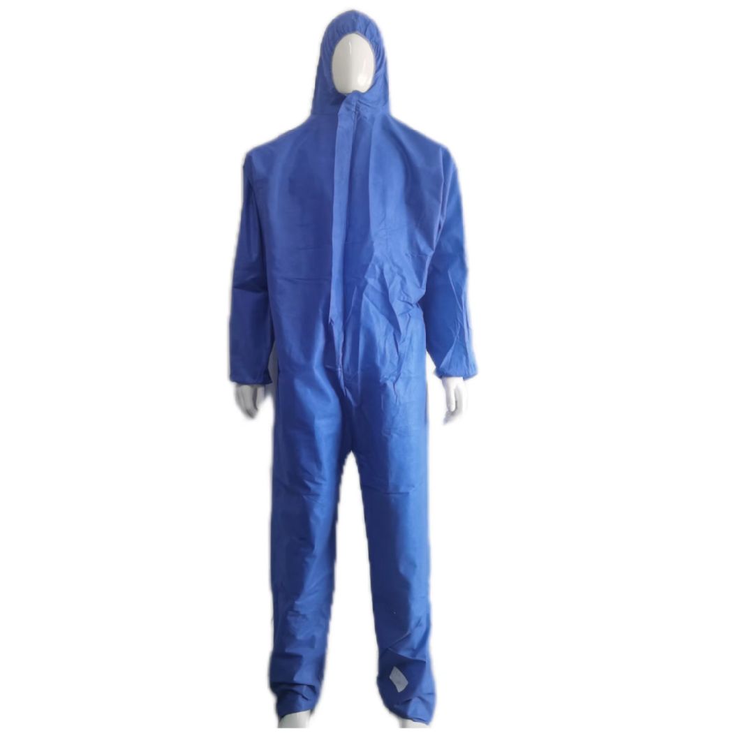SMS Non-Woven Overall CE Type5&6 En1149 Anti-Static Waterproof Blue Protective Coverall