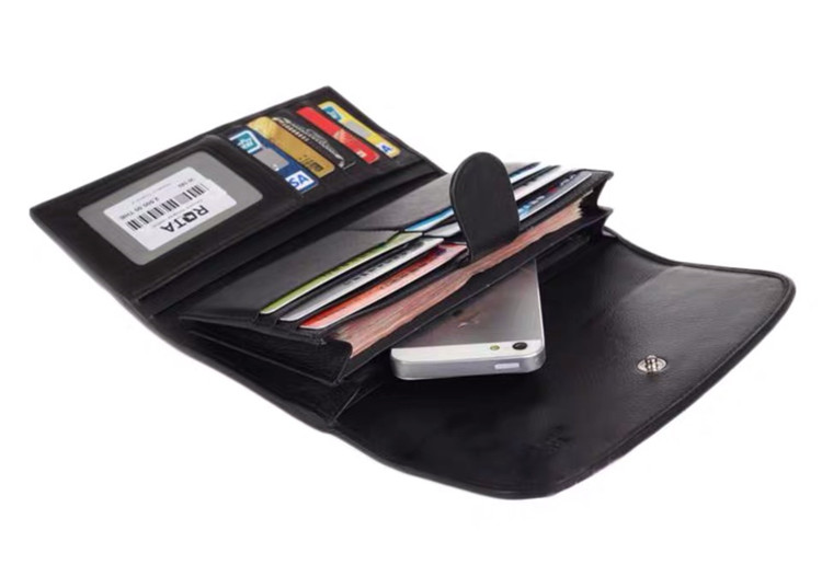Unisex Style Authentic Stingray Skin Women Long Wallet Lady Card Holders Genuine Leather Female Large Clutch Purse