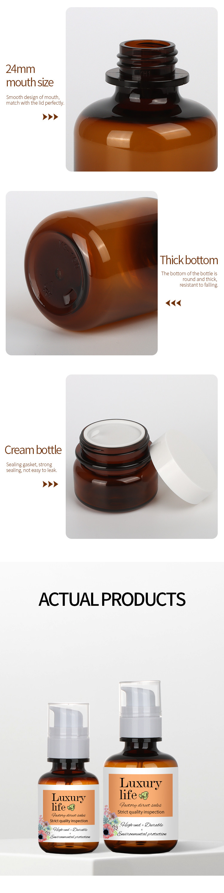 Amber Cosmetic Lotion Containers Travel Set Cream Plastic Spray Bottles