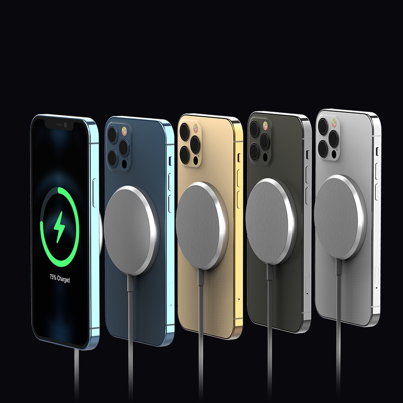 Aluminium Magnetic 7.8N 15w Wireless Charger Pad For IPhone 12